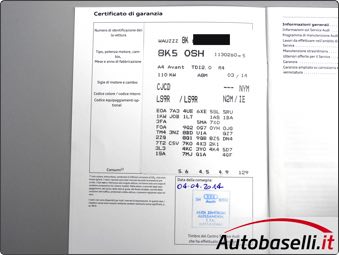 AUDI A4 AVANT 2.0 TDI MULTITRONIC BUSINESS 150CV