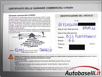 NUOVA DS3 1.6 PERFORMANCE 208 CV